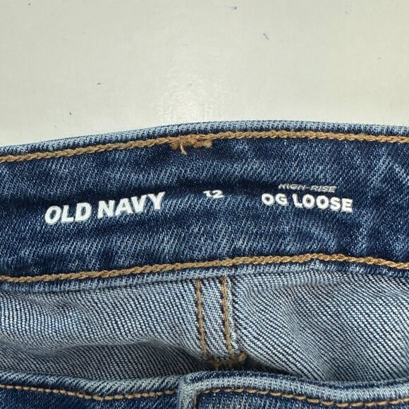 Old Navy High Rise OG Loose Women's size 12 Dark Blue Denim Jeans - Picture 3 of 5